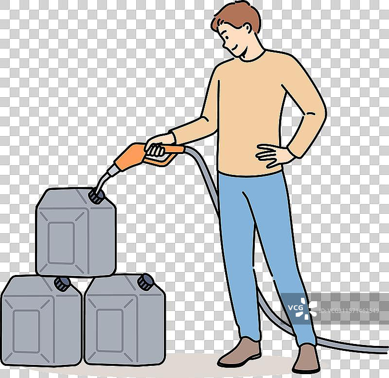 男子在加油站向油箱倒汽油图片素材