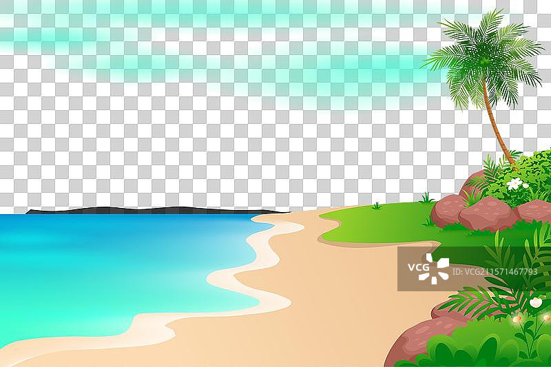 热带海景，蓝色海洋与棕榈树图片素材