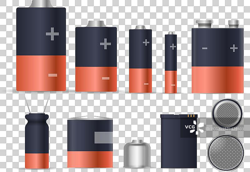 不同类型和尺寸的电池图片素材