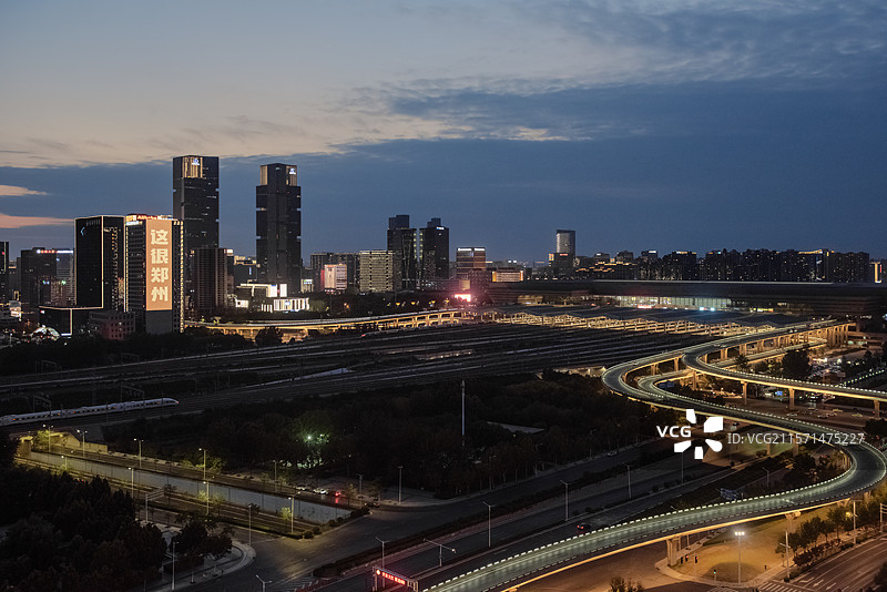 米子形铁路枢纽郑州高铁东站郑东新区风光图片素材