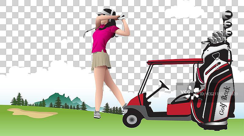 女性与高尔夫图片素材