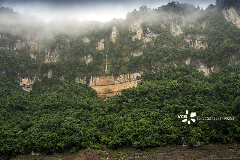 湖北大清江旅游恩施浑水河到建始蝴蝶崖两岸风光图片素材