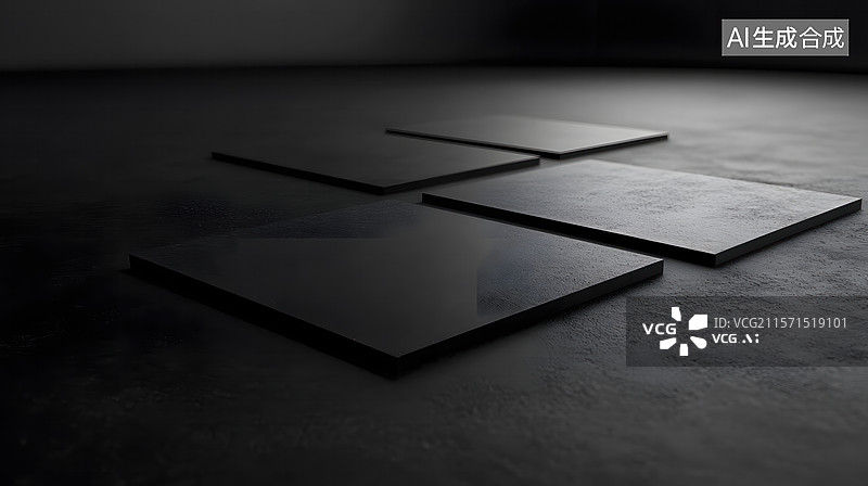 【AI数字艺术】黑色方块的极简主义图片素材