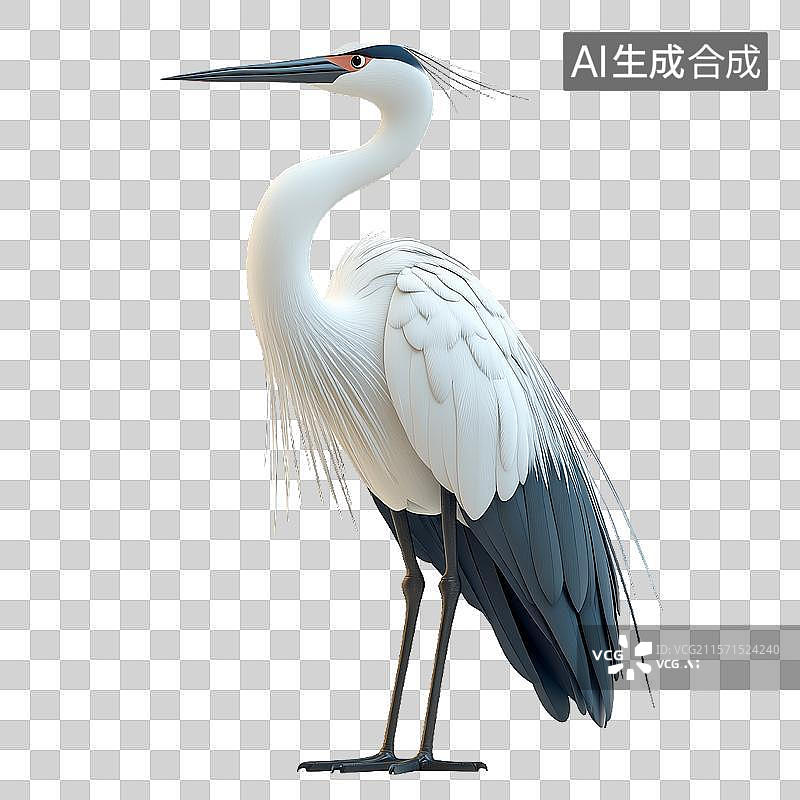 【AI数字艺术】白鹭站立侧面图图片素材