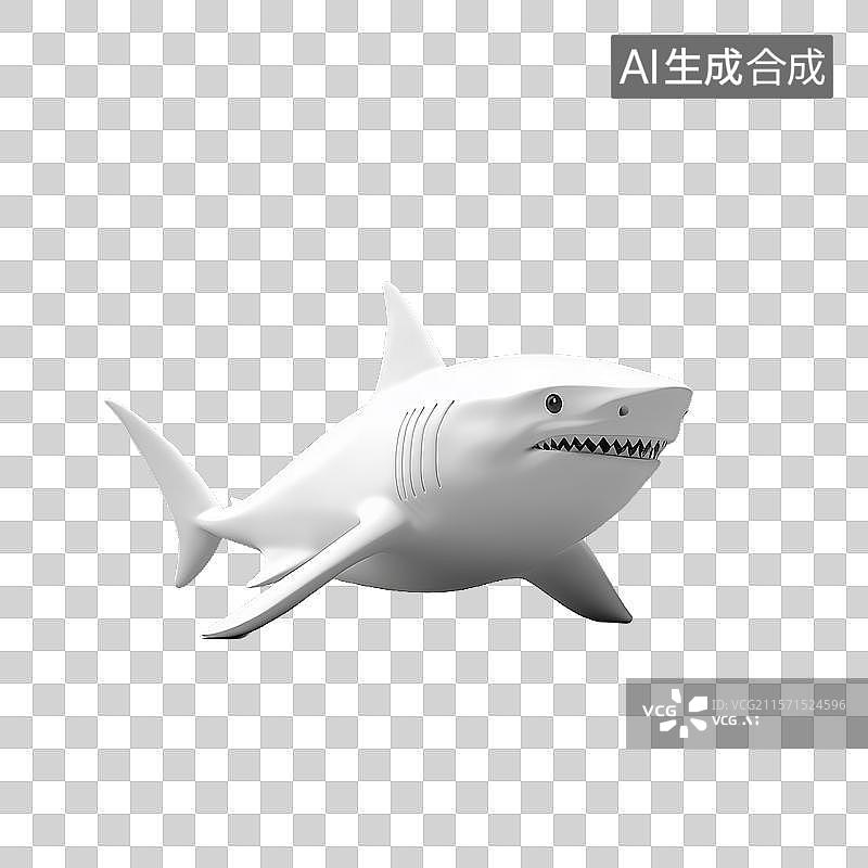 【AI数字艺术】白色鲨鱼模型图片素材