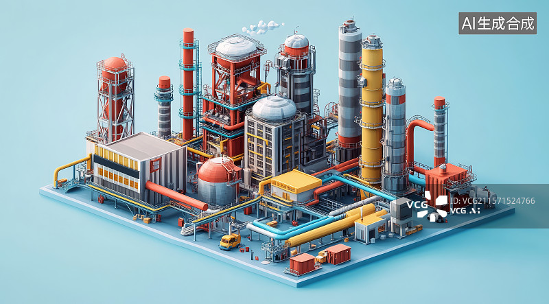 【AI数字艺术】循环经济工业园区等距视图图片素材