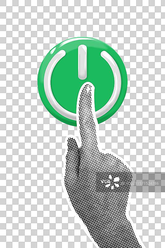 时尚的半色调拼贴手按圆形图片素材