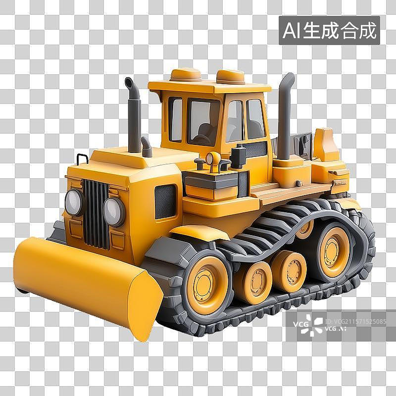 【AI数字艺术】黄色履带式推土机模型图片素材