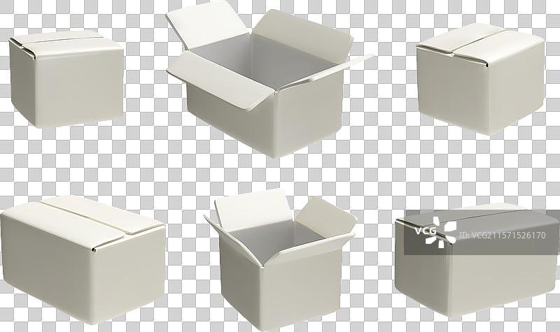 白色封闭纸板箱3D模型套装图片素材