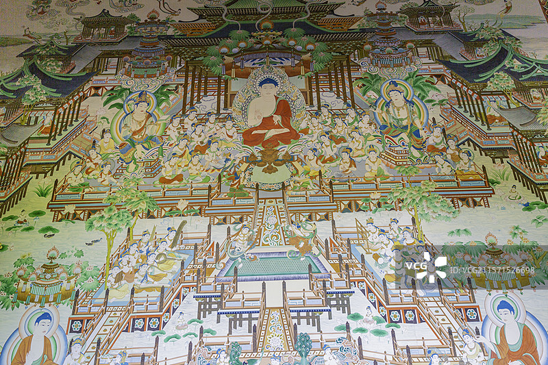 庐山市东林大佛精美的壁画图片素材