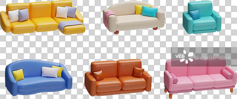 软装家具的3D效果图图片素材