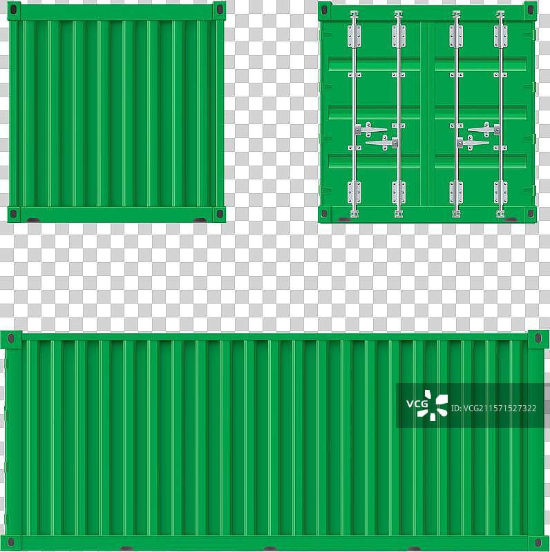 绿色货船集装箱模型套装图片素材