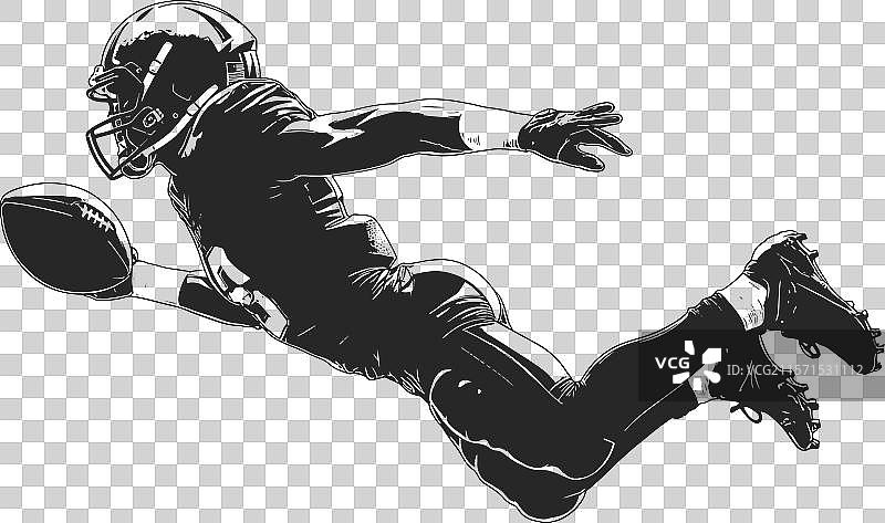 跳跃的美式足球运动员剪影图片素材