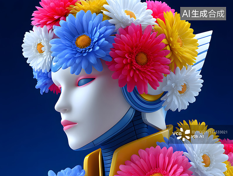 【AI数字艺术】数字网络机器人的人工智能插图图片素材