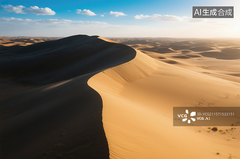 【AI数字艺术】金色沙丘：沙漠光影下的自然奇观图片素材