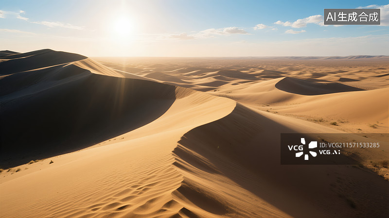 【AI数字艺术】金色沙丘：沙漠光影下的自然奇观图片素材