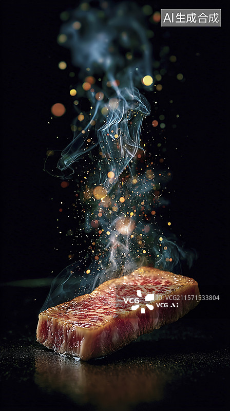 【AI数字艺术】炭火炙烤的和牛排图片素材