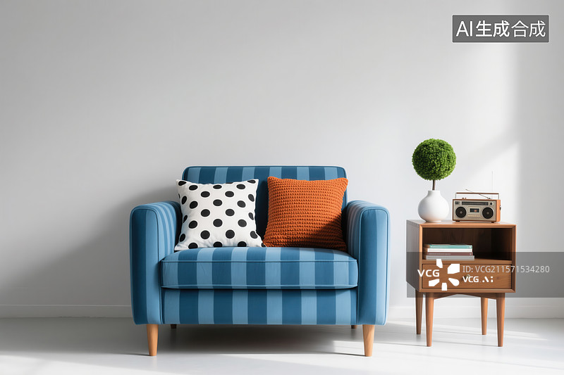【AI数字艺术】简约角落：复古与自然的惬意邂逅图片素材