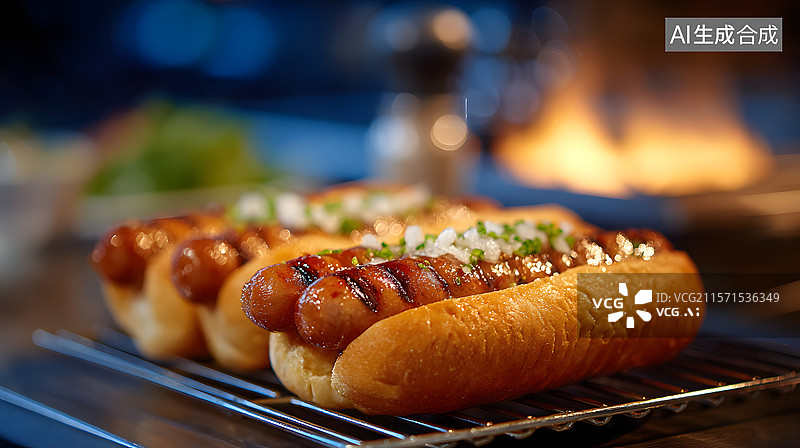 【AI数字艺术】夜市烧烤烤肠食品美食插图图片素材