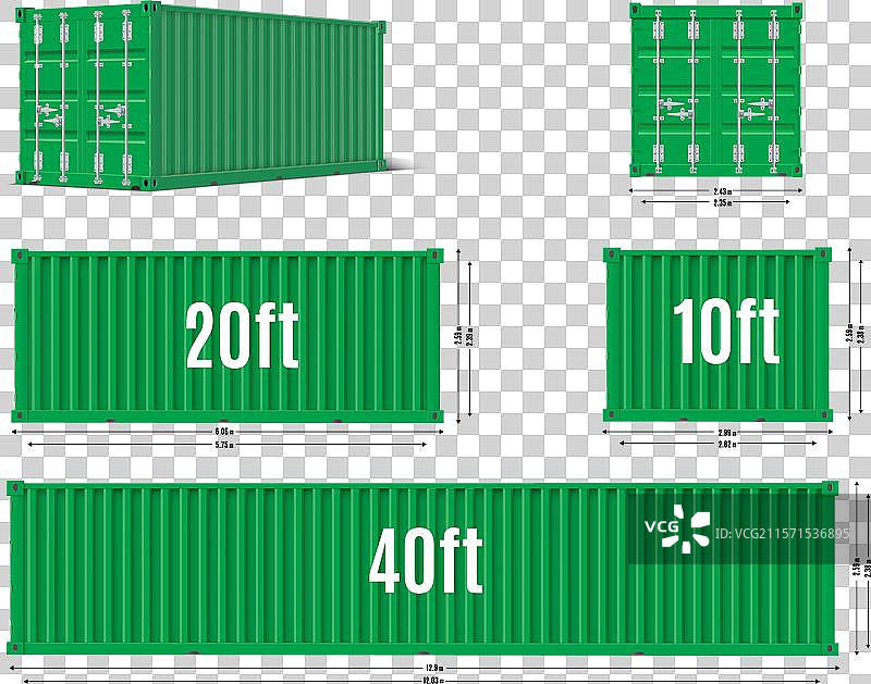 绿色金属货运集装箱模型套件图片素材