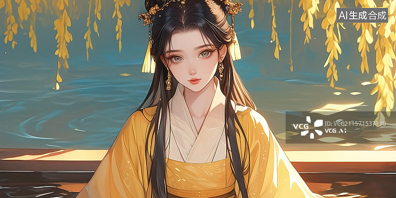 【AI数字艺术】新国风水墨风武侠人物金庸系列‌ 黄蓉射雕三部曲 新国风江湖侠客武侠汉服女性角色形象设计插图绘画图片素材