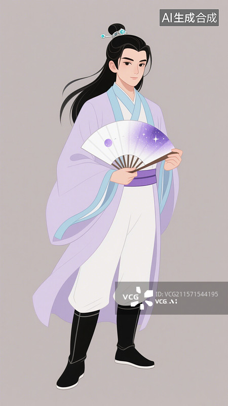 【AI数字艺术】武侠故事楚留香古风男子中国风汉服插画图片素材