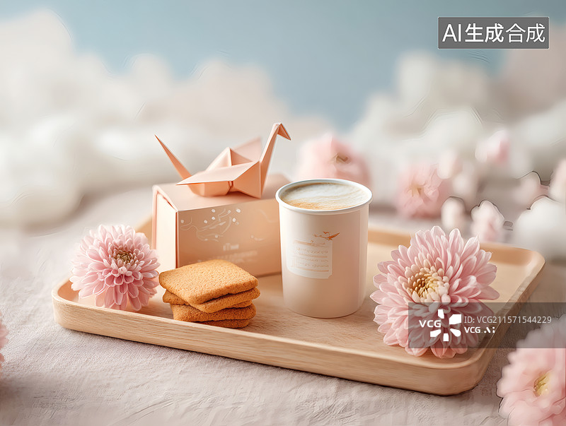 【AI数字艺术】温馨茶点与花饰图片素材