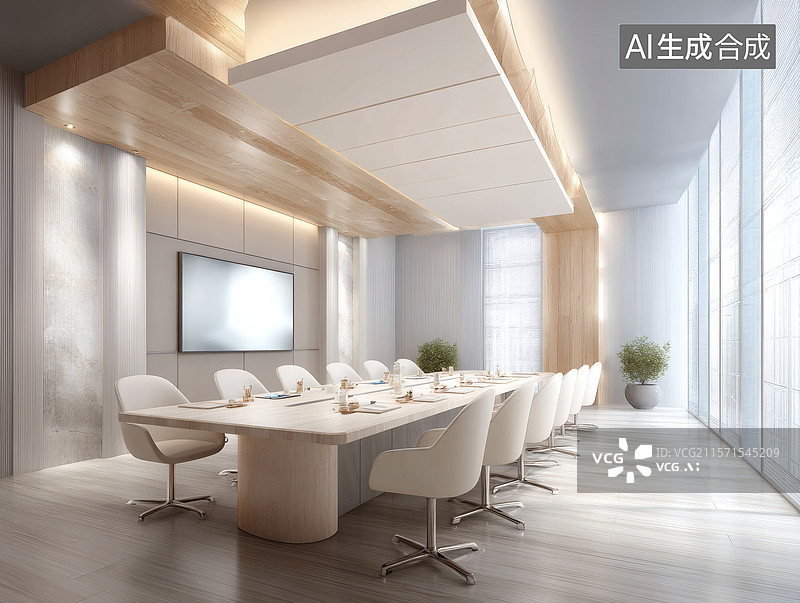 【AI数字艺术】现代简约会议室图片素材