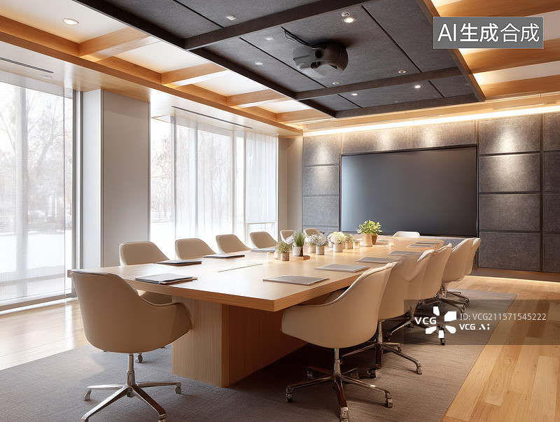 【AI数字艺术】现代会议室布置图片素材