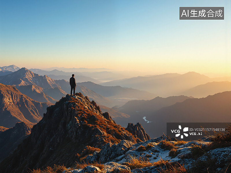 【AI数字艺术】山顶远眺图片素材