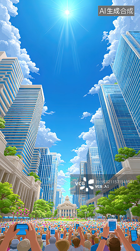 【AI数字艺术】阳光下的城市庆典图片素材