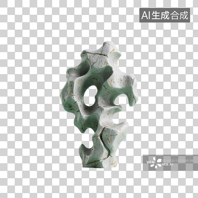 【AI数字艺术】3D渲染，中式园林景观，太湖石，假山奇石摆件，中国风免抠元素图片素材