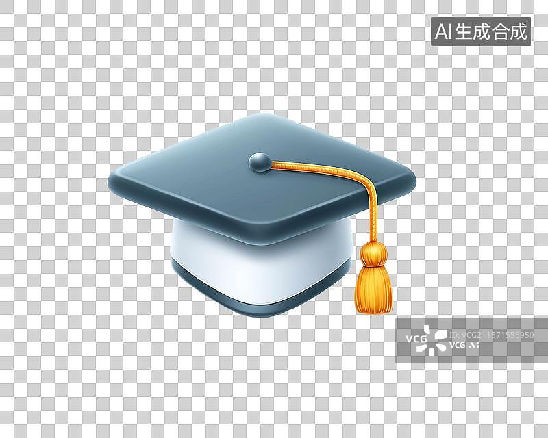 【AI数字艺术】【免抠png素材】一顶3D卡通博士帽图片素材