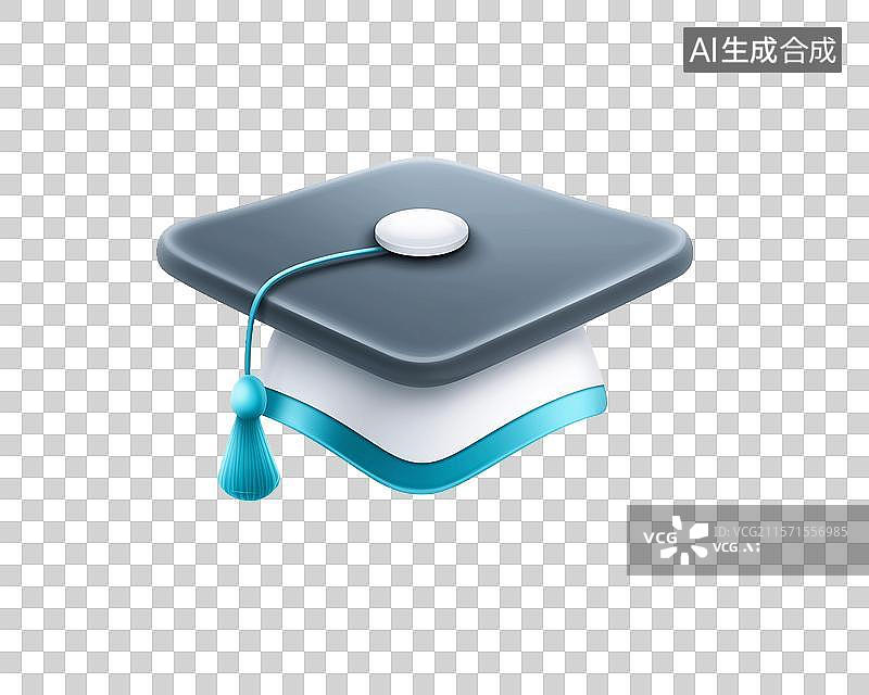 【AI数字艺术】【免抠png素材】一顶3D卡通博士帽图片素材