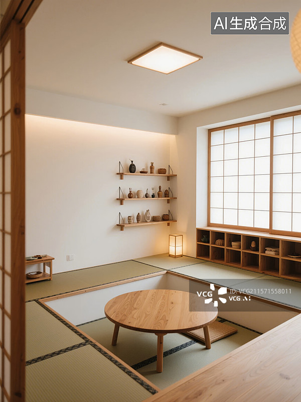 【AI数字艺术】日式榻榻米房间图片素材