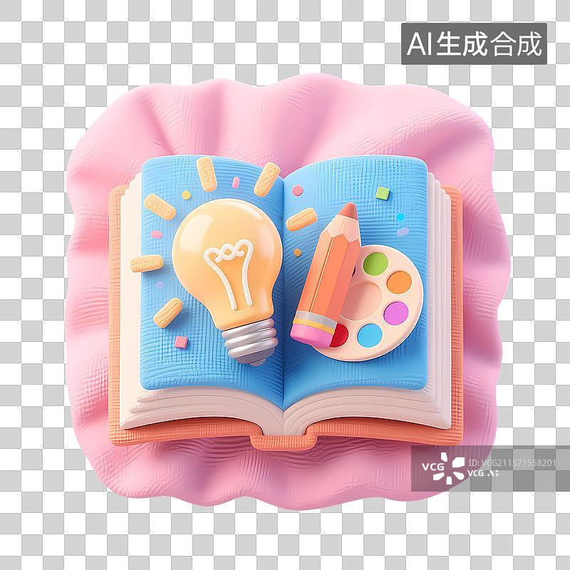 【AI数字艺术】创意书本与绘画工具图片素材