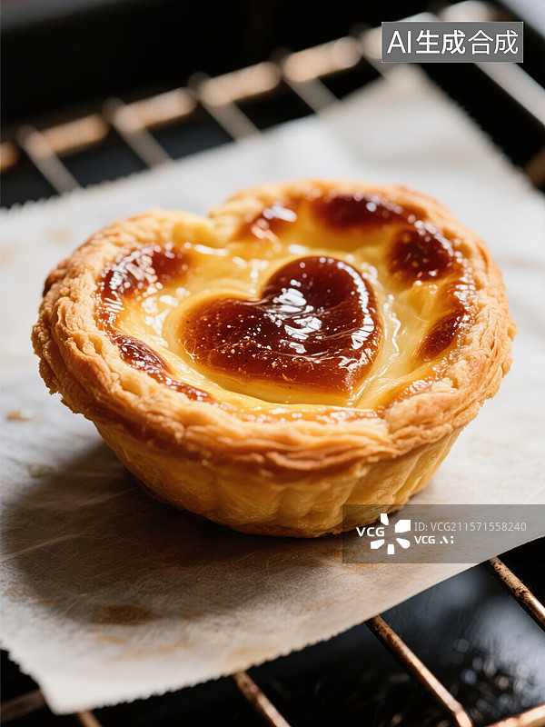 【AI数字艺术】心形蛋挞，金黄酥脆图片素材