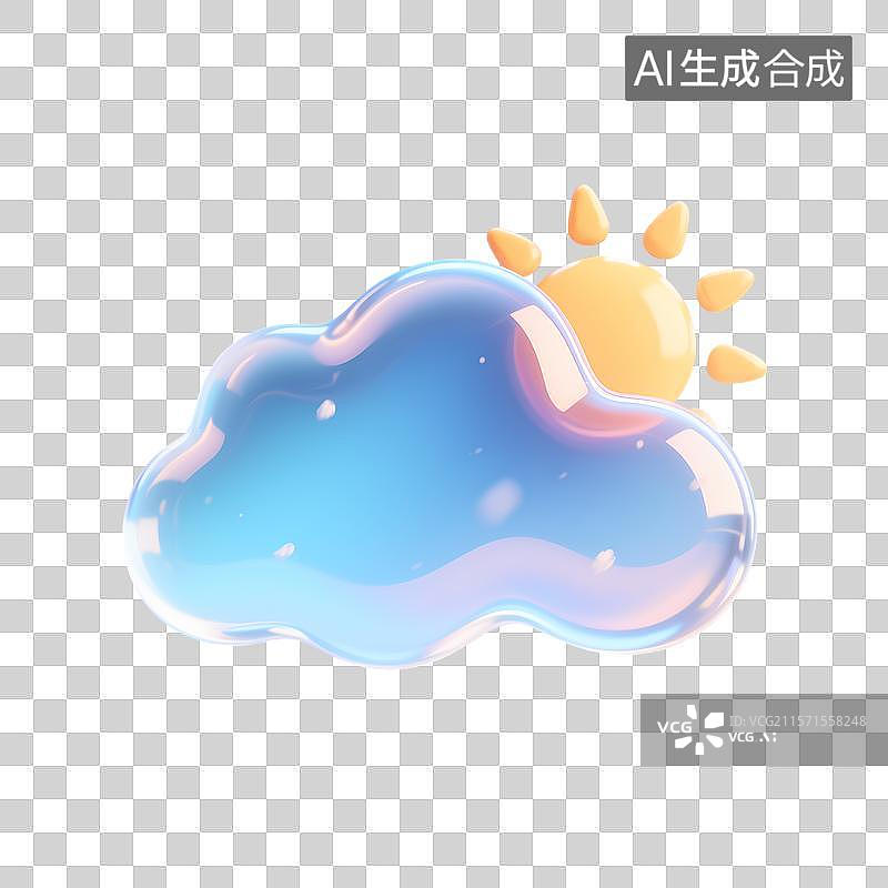 【AI数字艺术】晴朗天空中的云朵与太阳图片素材