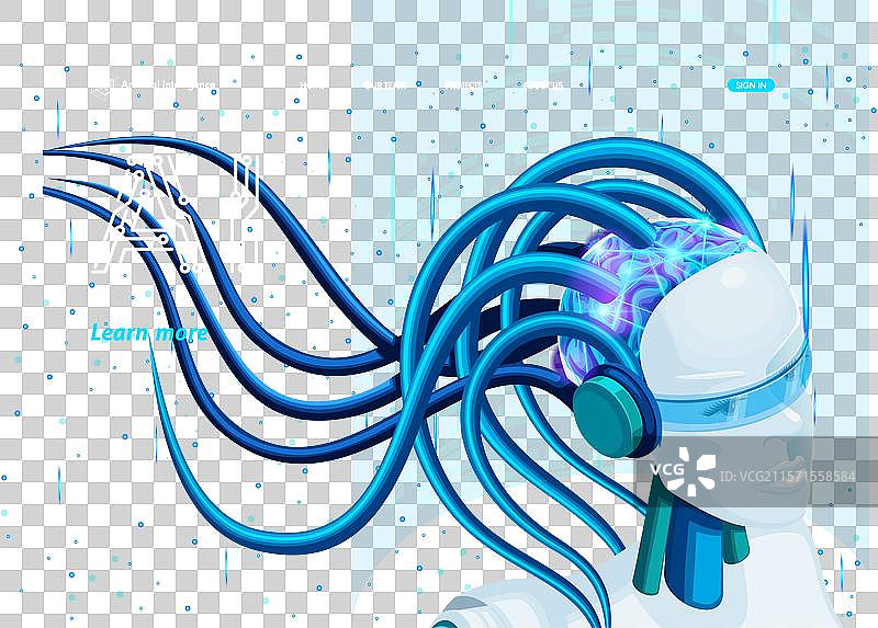 等距设计的人工智能登陆页面图片素材