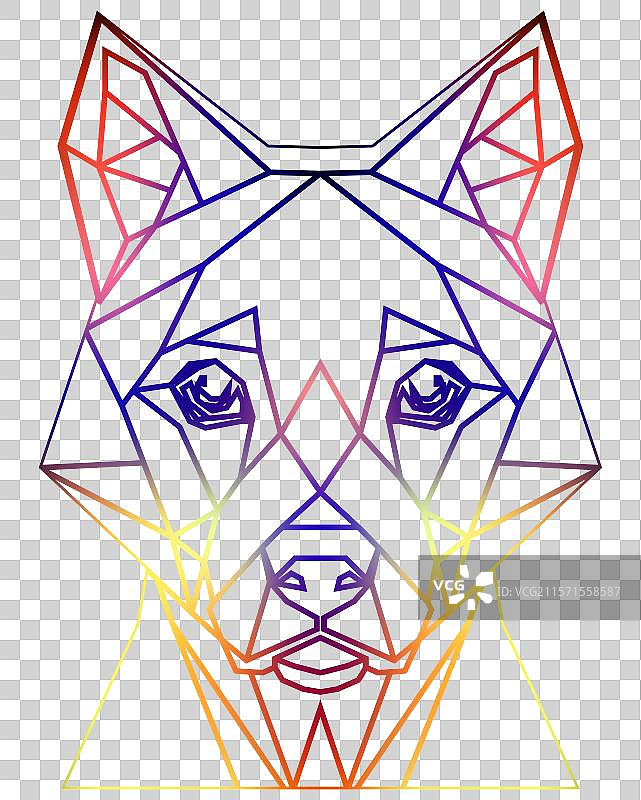 黑色背景上的彩色几何狗头图片素材