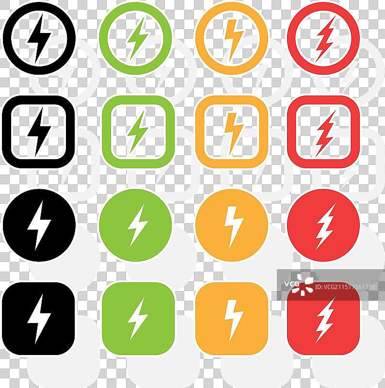 闪电雷电能量标志集合图片素材