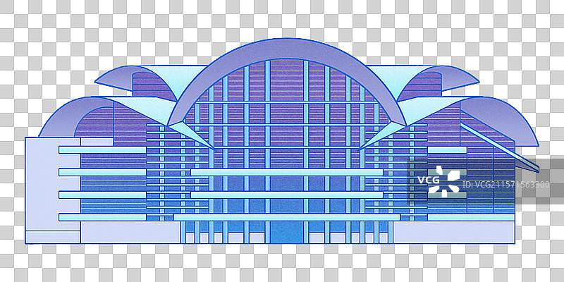 香港会议展览中心世界最大的展览馆维多利亚港 新国风城市建筑地标手绘插画 现代时尚彩色渐变弥散肌理质感图片素材