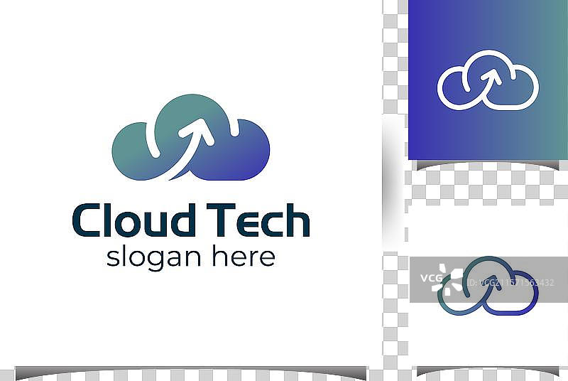 现代云数据网络标志，带有向上的箭头图片素材