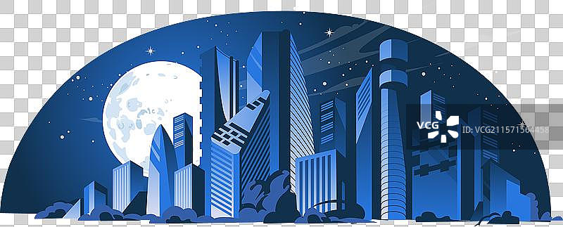 夜晚大城市的全景，高楼大厦林立图片素材