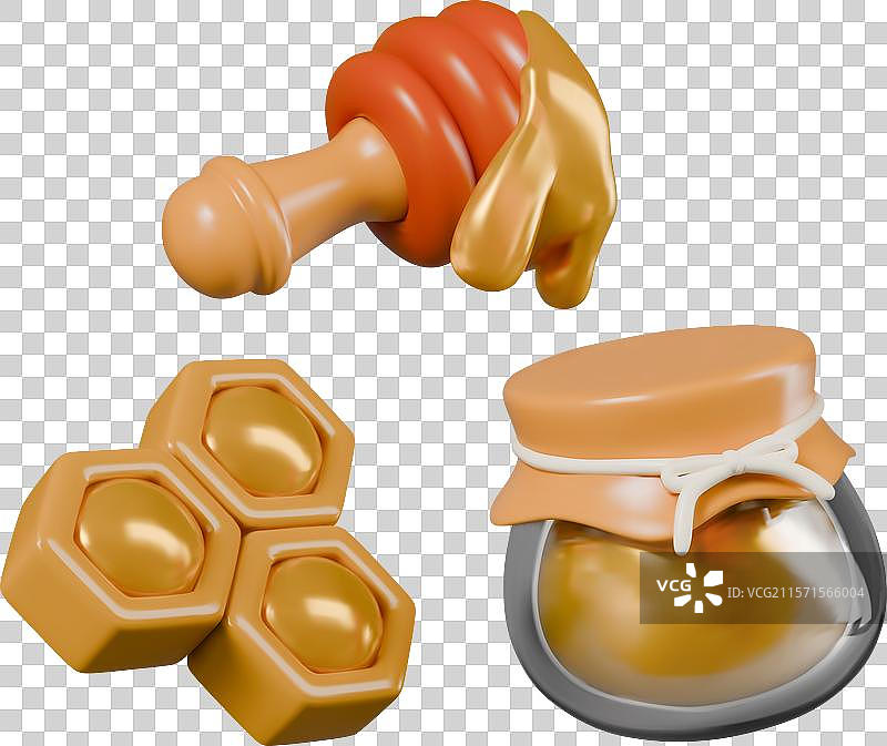 玻璃罐装的蜂蜜，蜜棒上滴落着金色的蜂蜜图片素材