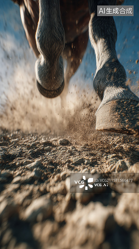 【AI数字艺术】马蹄踏地，尘土飞扬图片素材