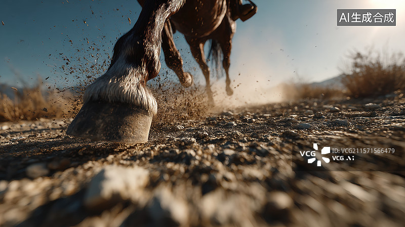 【AI数字艺术】马蹄踏地，尘土飞扬图片素材