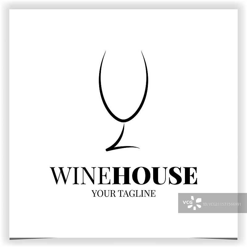 现代线条艺术的酒杯标志设计模板图片素材