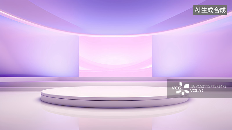 【AI数字艺术】618年中大促销电商产品展台直播间粉紫色场景图片素材