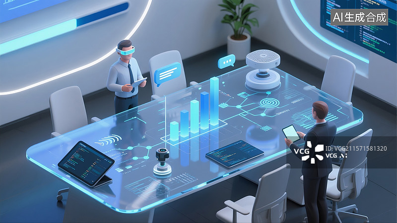 【AI数字艺术】办公室ar柱状图图片素材